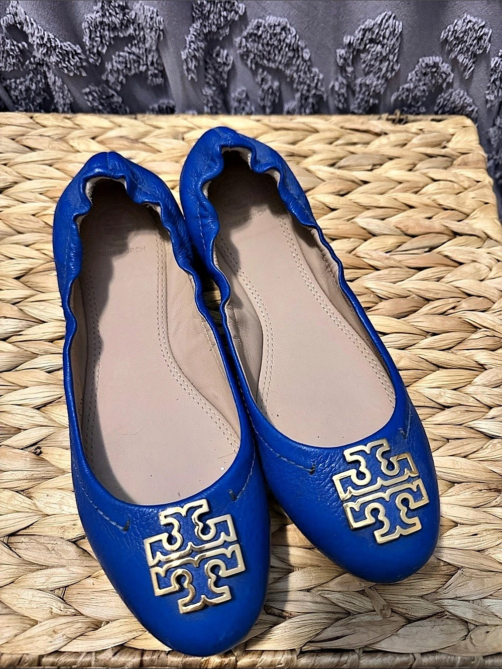 Tory Burch Minnie Travel Ballet Flat Blue Flats US 7.5
